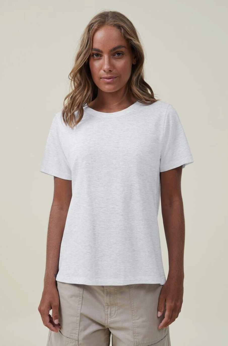 Cotton:On Womens The 91 Classic Organic Tee T-Shirt Light Grey Marle Size XS NEW