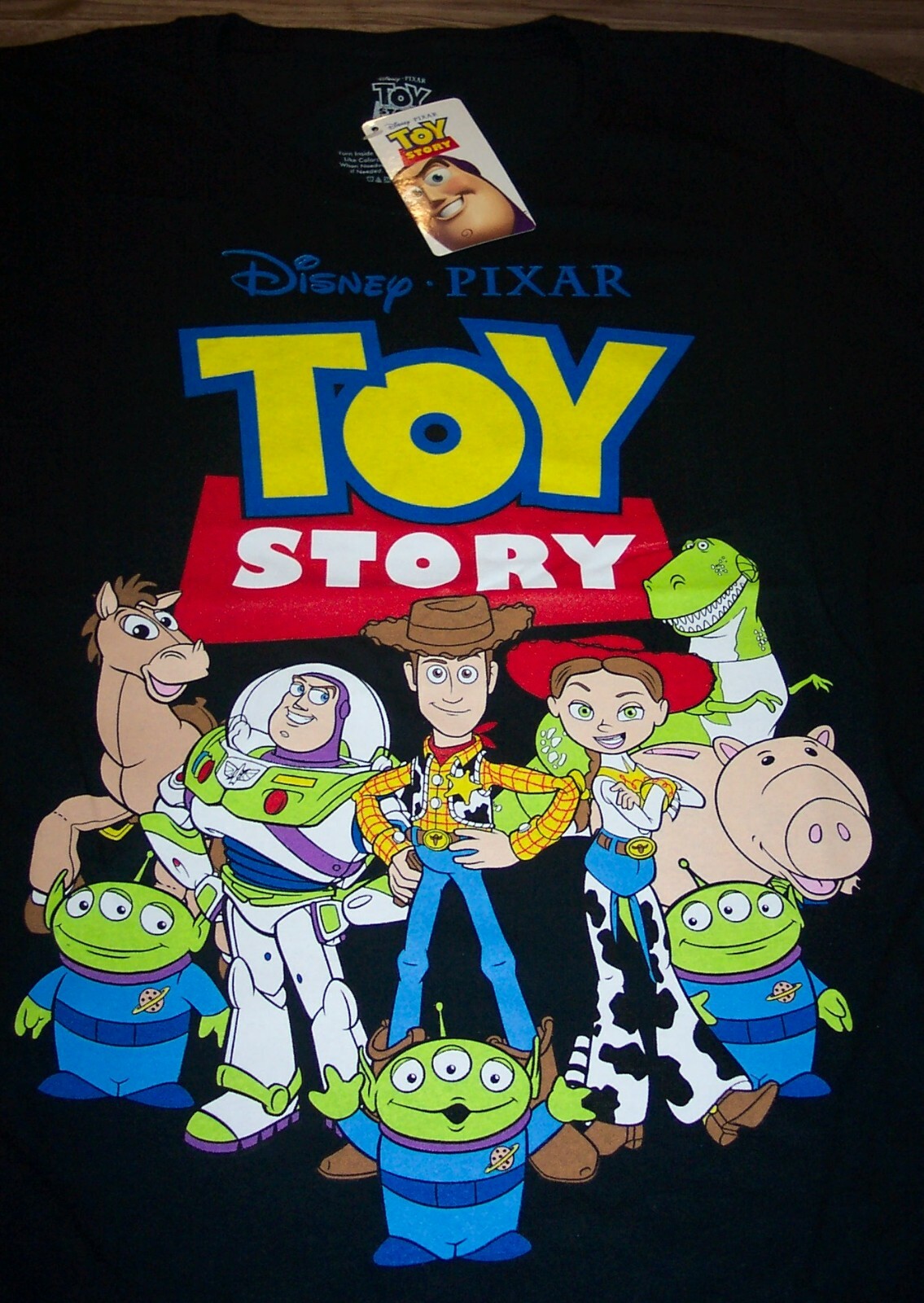 WOMEN’S TEEN Walt Disney TOY STORY Buzz Lightyear Rex T-shirt LARGE NEW w/ TAG