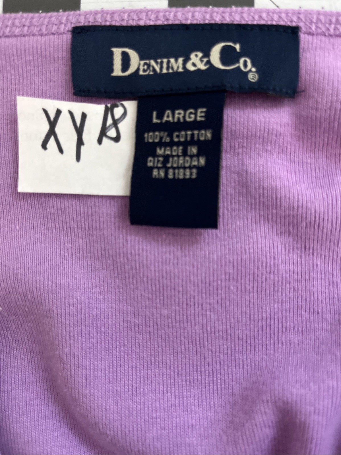 Denim & Co. Henley Shirt w/Lace Inset Purple Pull On 3/4 Sleeve Women XY18