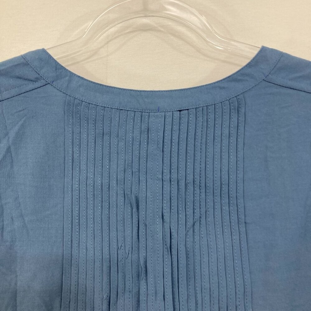 New Roaman’s size 18W Blue Embroidered Pintuck 3/4 Sleeve Boho Button Down