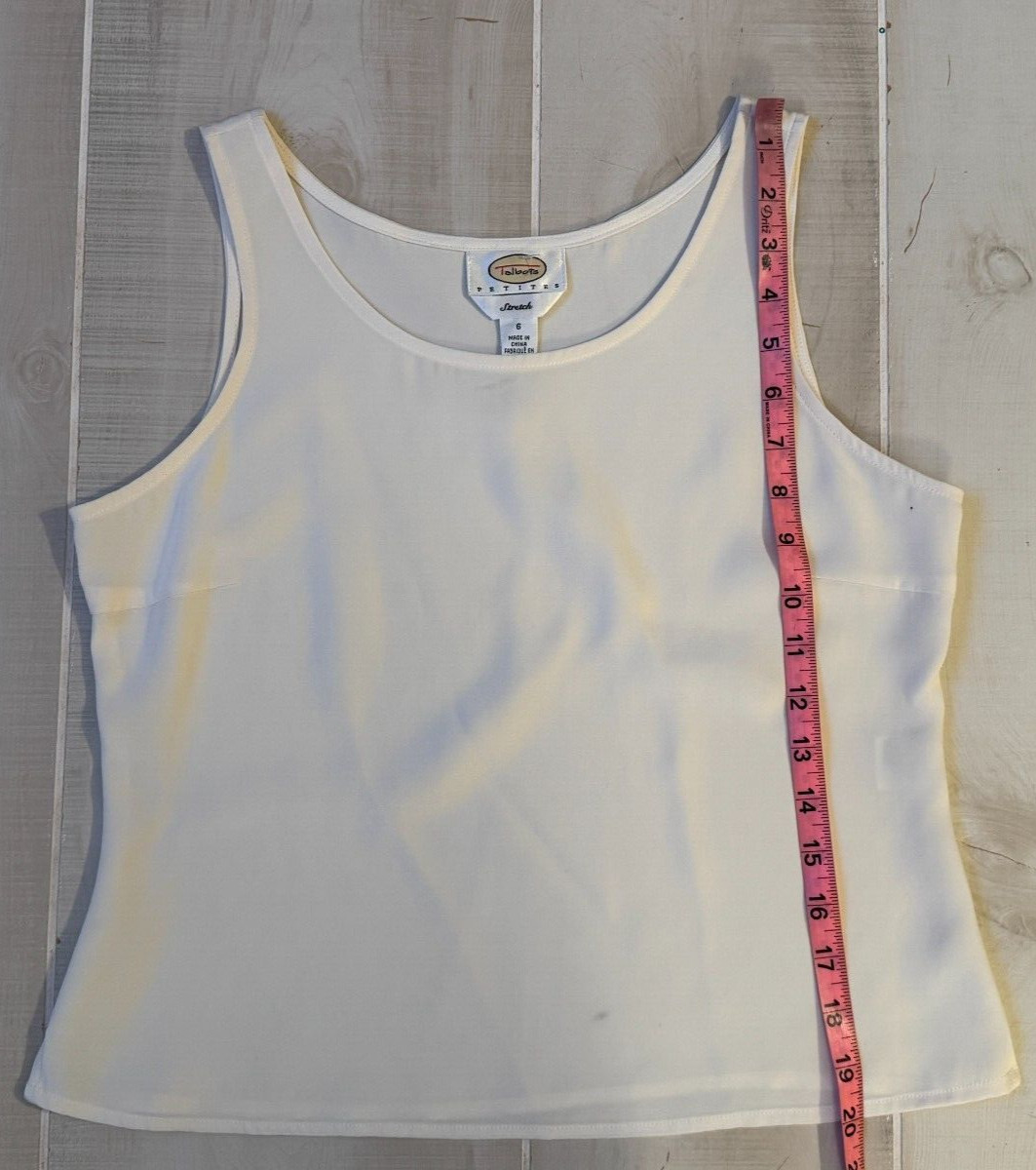 Talbots petites stretch cream ivory silk tank top shirt size 6 women’s