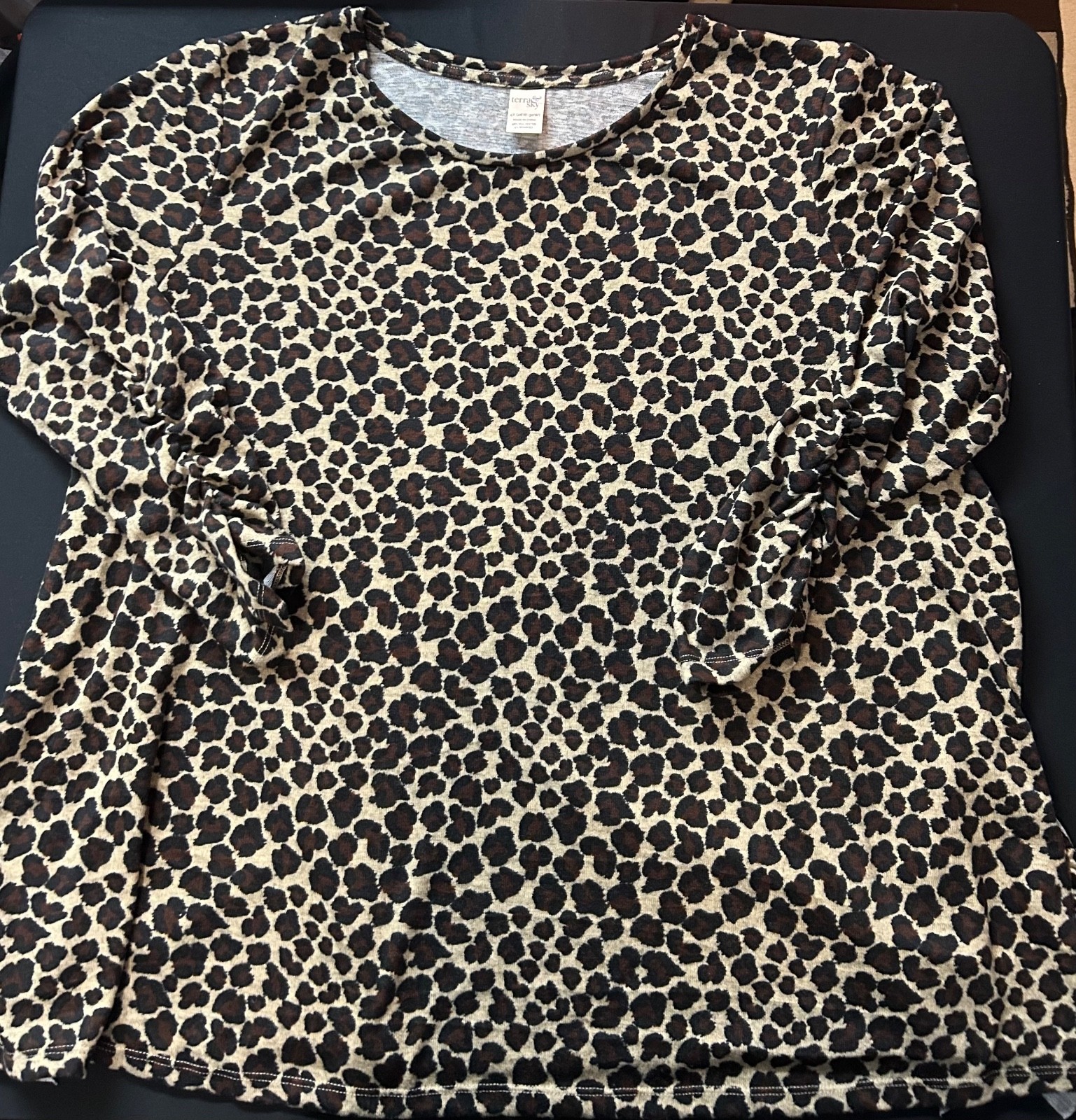 NWOT Women’s plus size terra & sky top 4x Leopard light weight sweater 3/4 slv