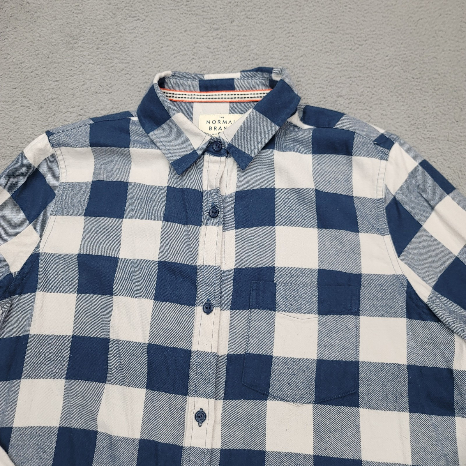 The Normal Brand Shirt Womens M Blue Plaid Flannel Lightweight Button Up Pocket