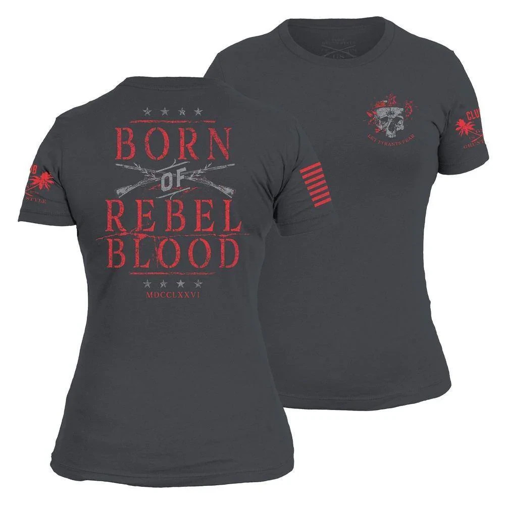 Grunt Style Shirt Womens Charcoal Gray Born of Rebel Blood 1776 Graphic XL NEW