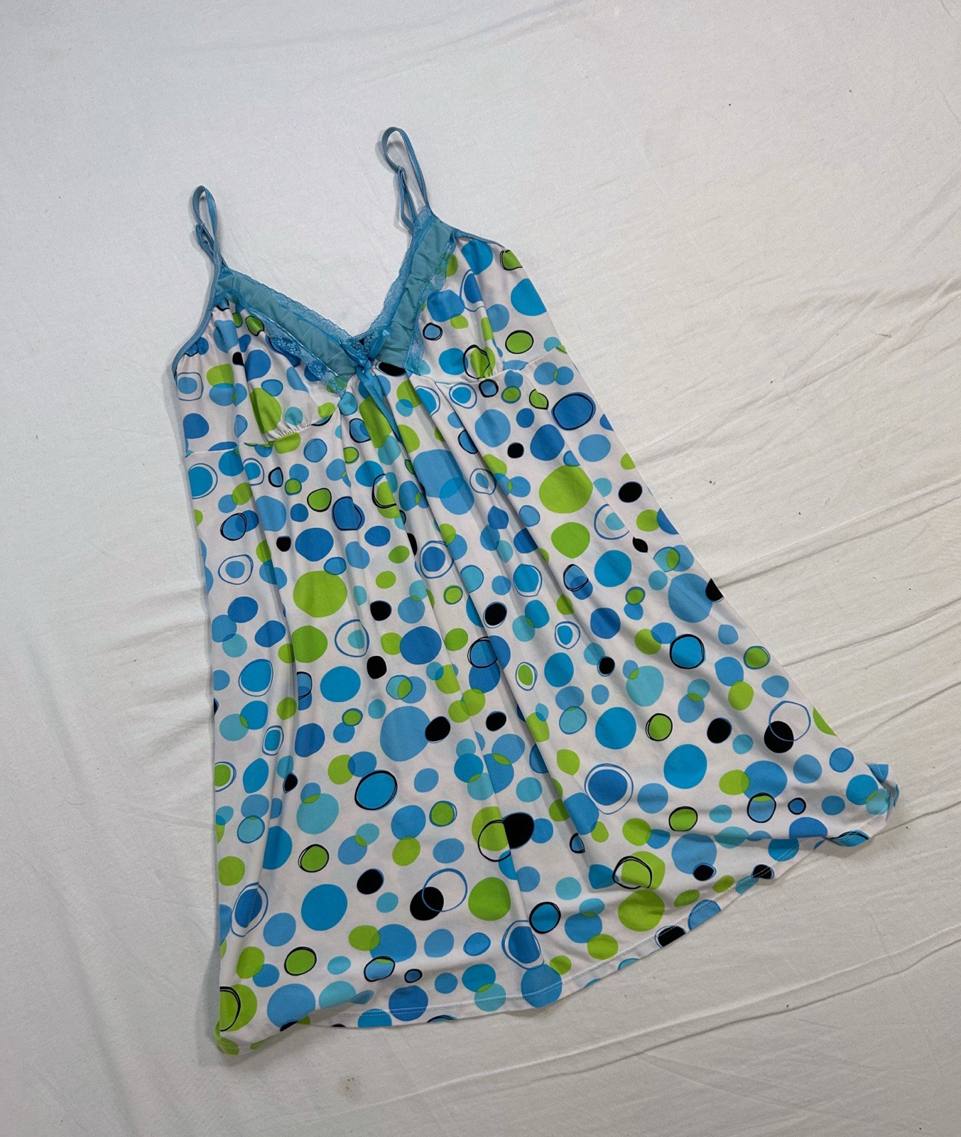 VTG Frutiger Aero Y2K Scene Lace Front Babydoll Cami L Kidcore Abercrombie Style
