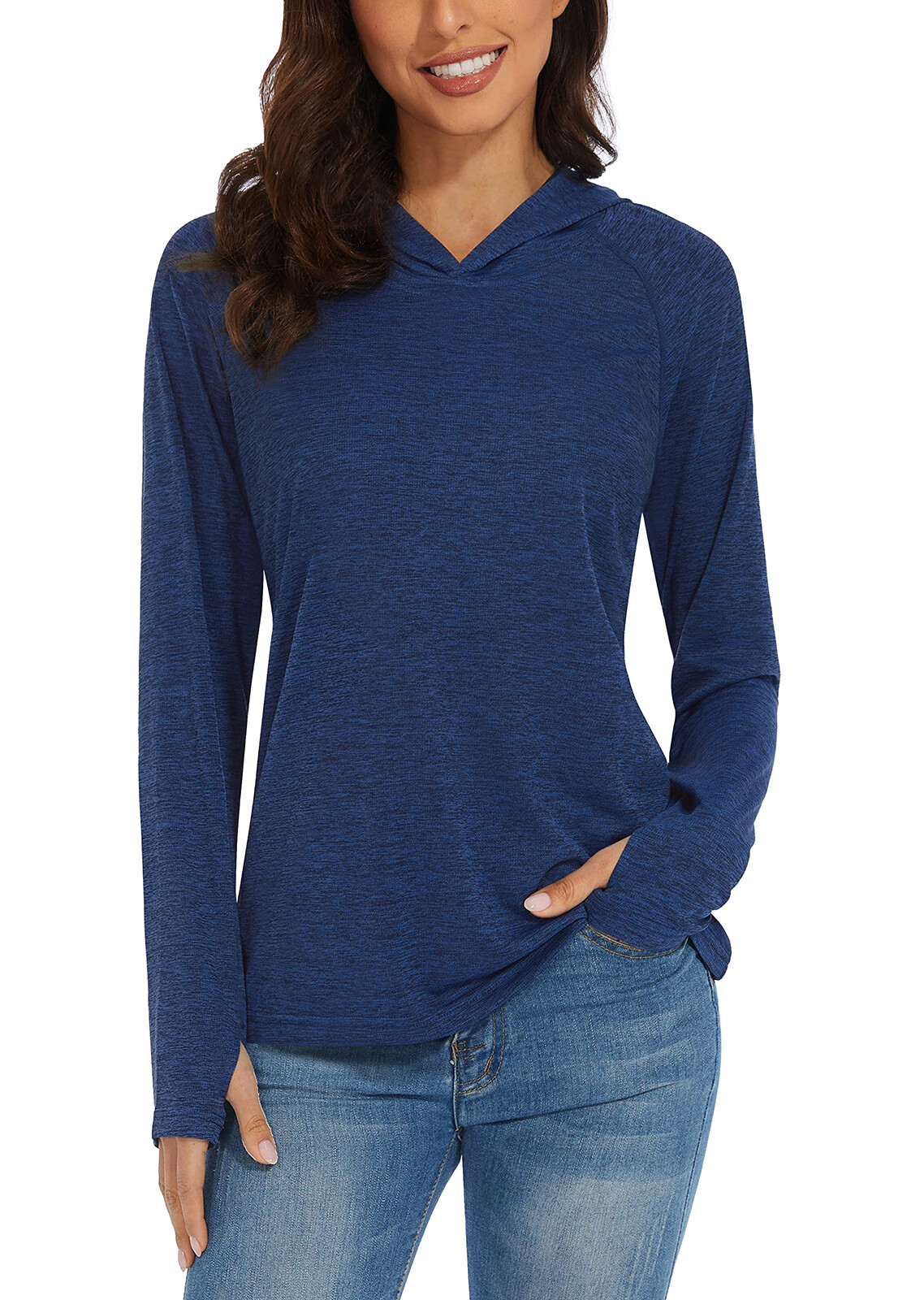 Womens Long Sleeve Hoodie Lightweight UPF 50+ UV Protection Sun Shirts Work Tops