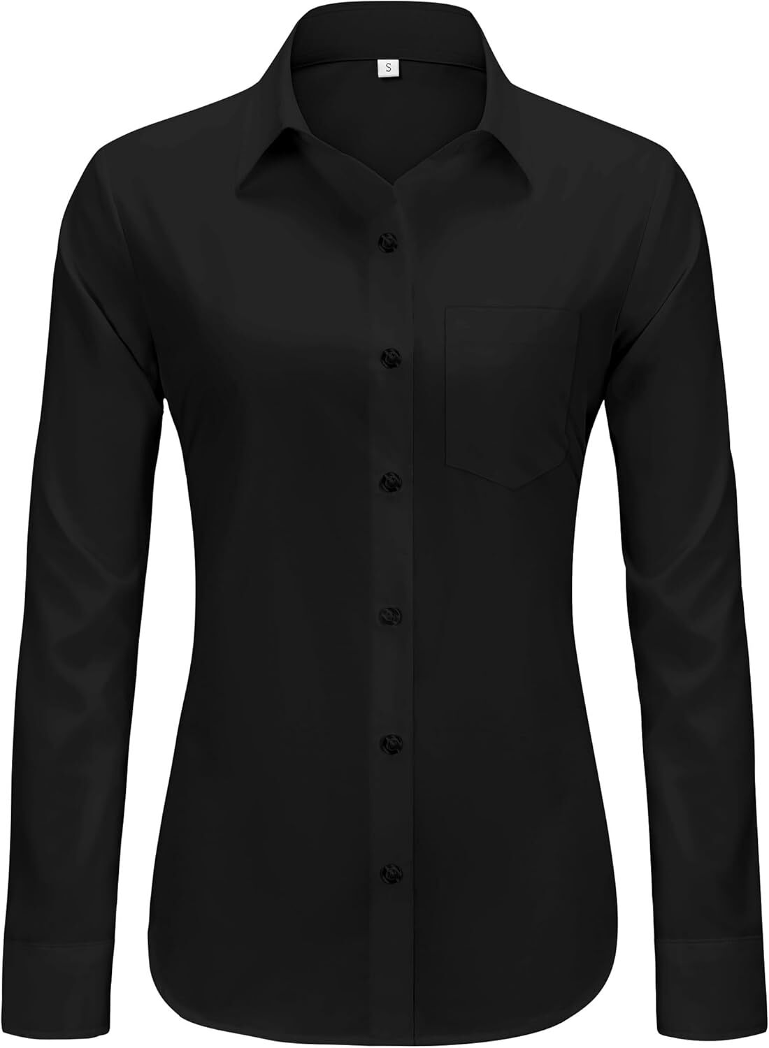 Womens Wrinkle Free Button Down Dress Solid Long Sleeve Formal Collared Shirts