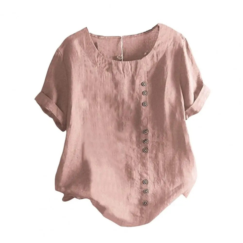 Womens Short Sleeve T Shirts Loose Tops Cotton Summer Pullover Blouse Plus Size