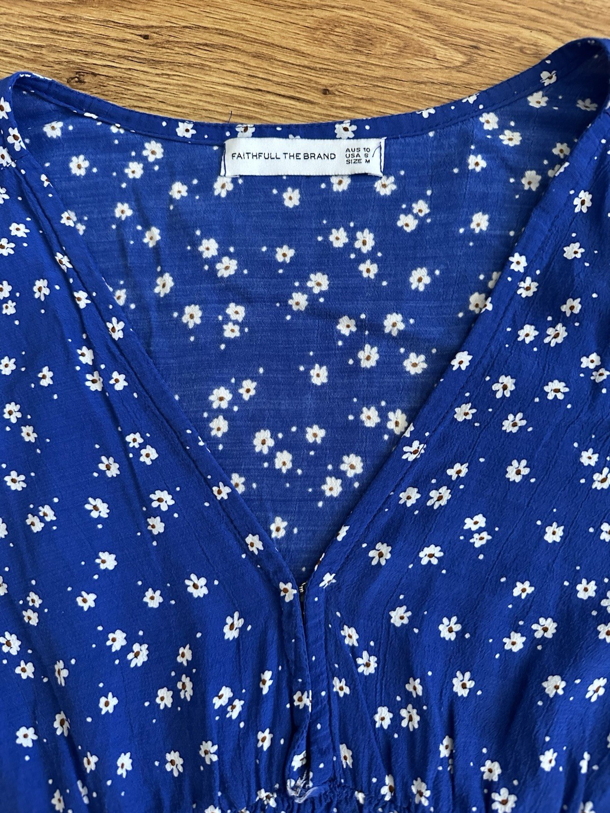Faithfull the Brand Blue White Floral First Light Betina Top US 6