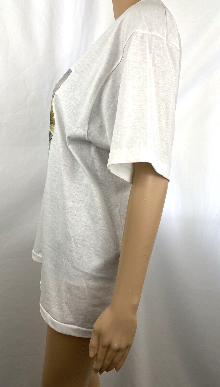 White Floral Transfer Graphic T-Shirt Short Sleeve Women’s Size Large