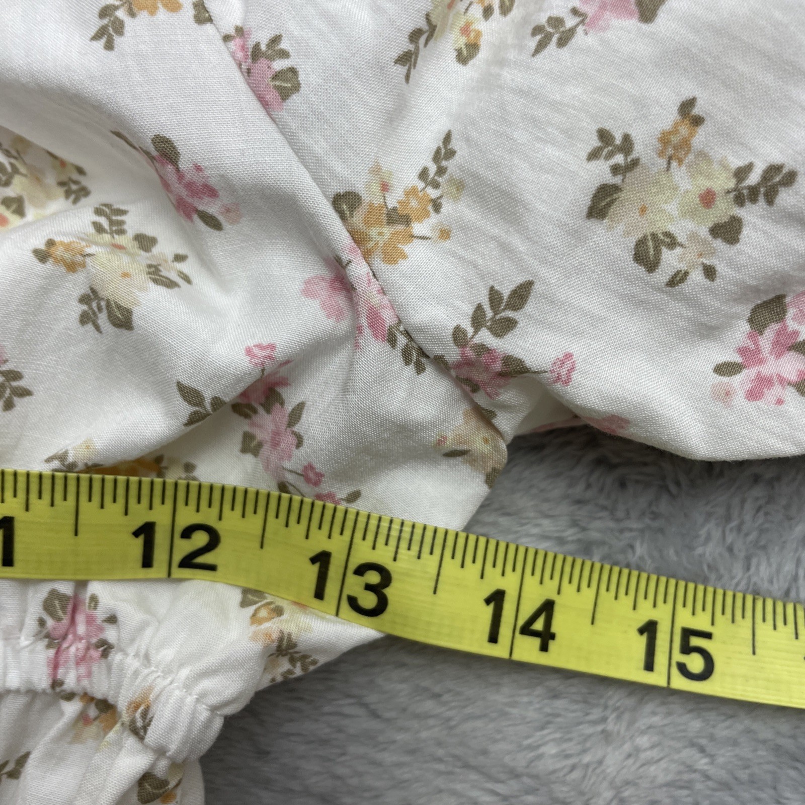 Milkmaid Smocked Off Shoulder Top Size XS Cream Ditzy Floral Babydoll Peasant
