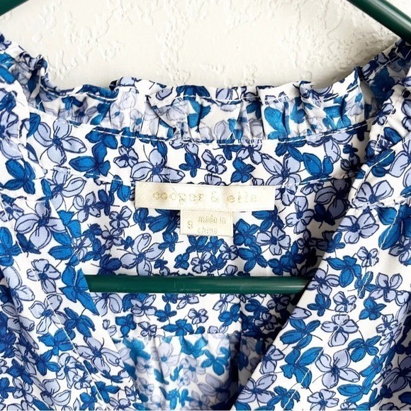 COOPER & Ella Blue Ditsy Floral Button Down Pleasant Blouse S