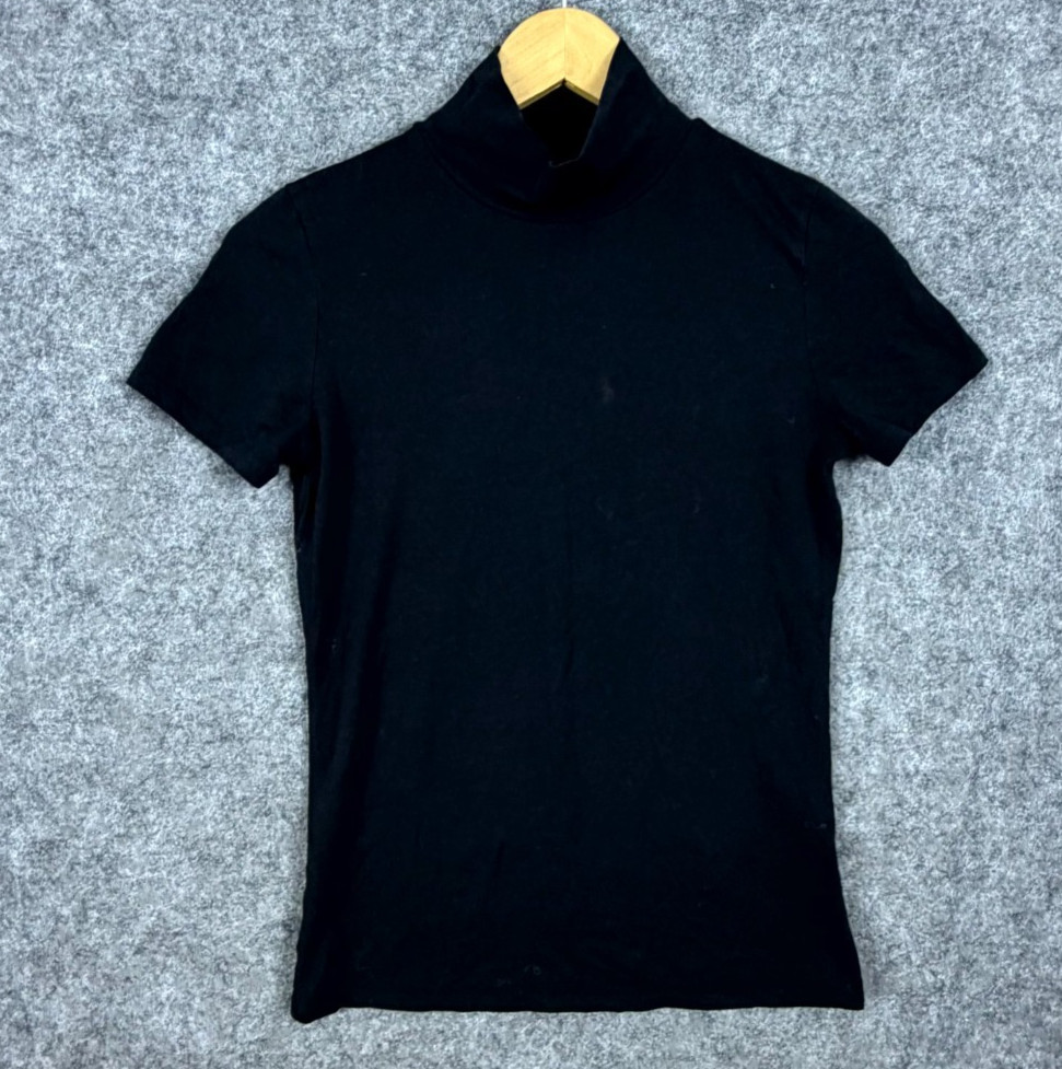 Philosophy Republic Clothing Top Womens XS Black High Neck Short Sleeve Cotton