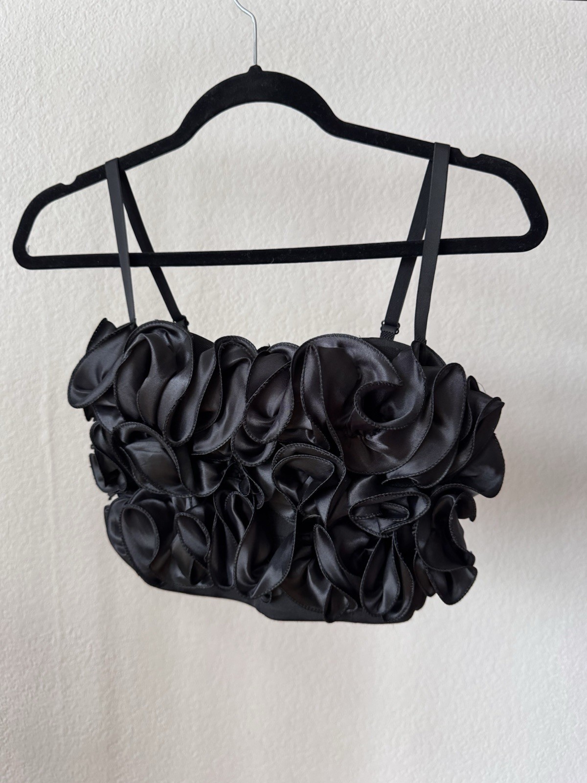 Micas Women’s Black Cropped Corset Top NWT Size S Satin Bustier Bralette