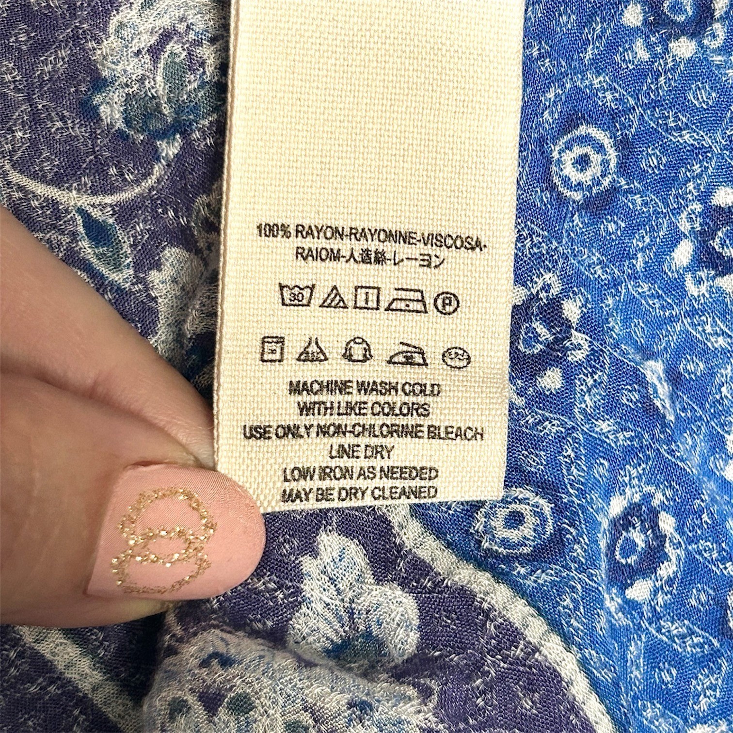 Free People Changing Time True Blue Floral Long Sleeve Tunic Top M Boho Peasant
