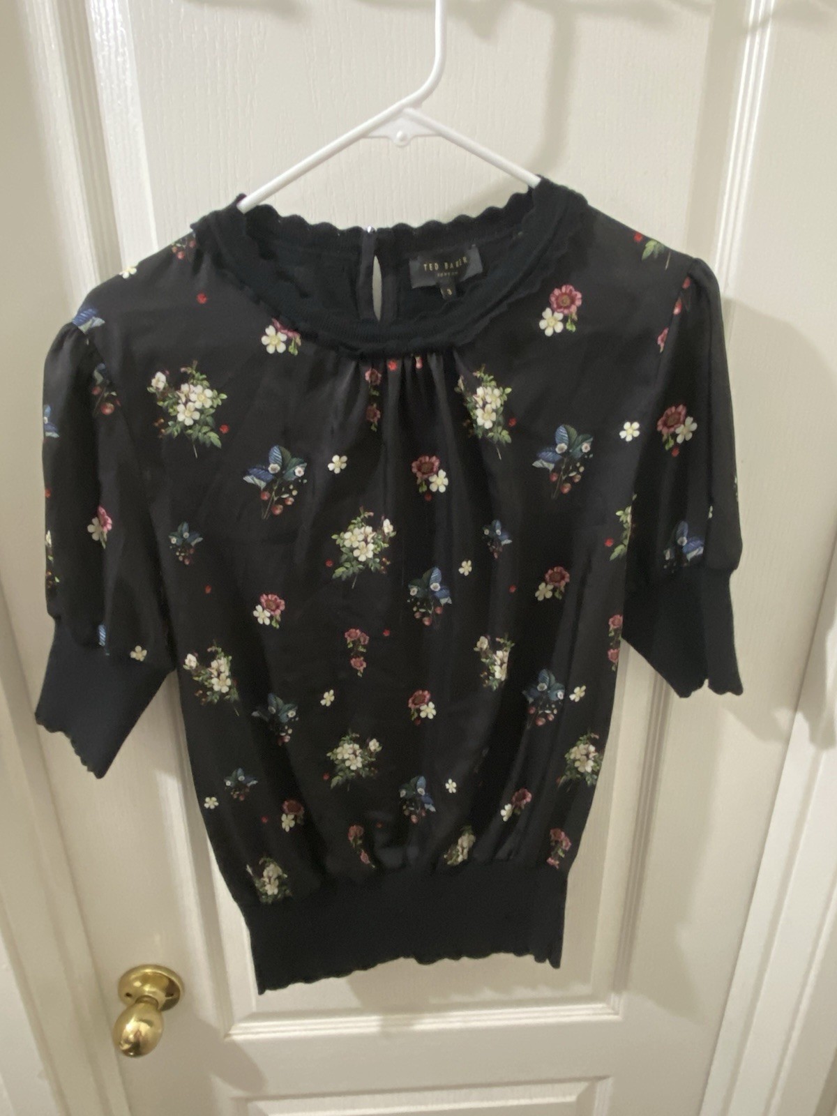 Ted Baker Floral Mixed Media Top Womens Size 3 (US Medium) Floral