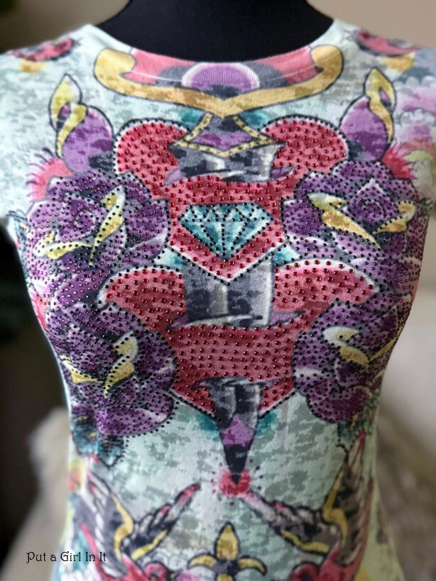 New VOCAL Womens CRYSTAL SAGE BURNOUT ROSE BIRD OLD SCHOOL SHIRT S M L Y2K