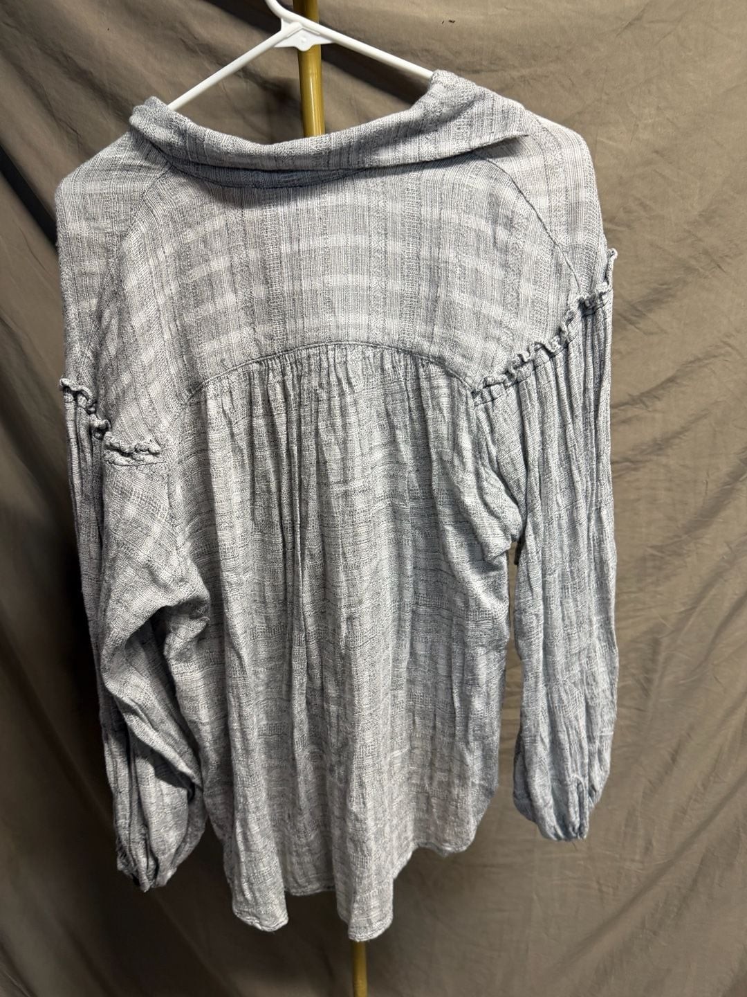 Free People Headed To The Highlands Plaid Gauze Button Down Shirt oversized S