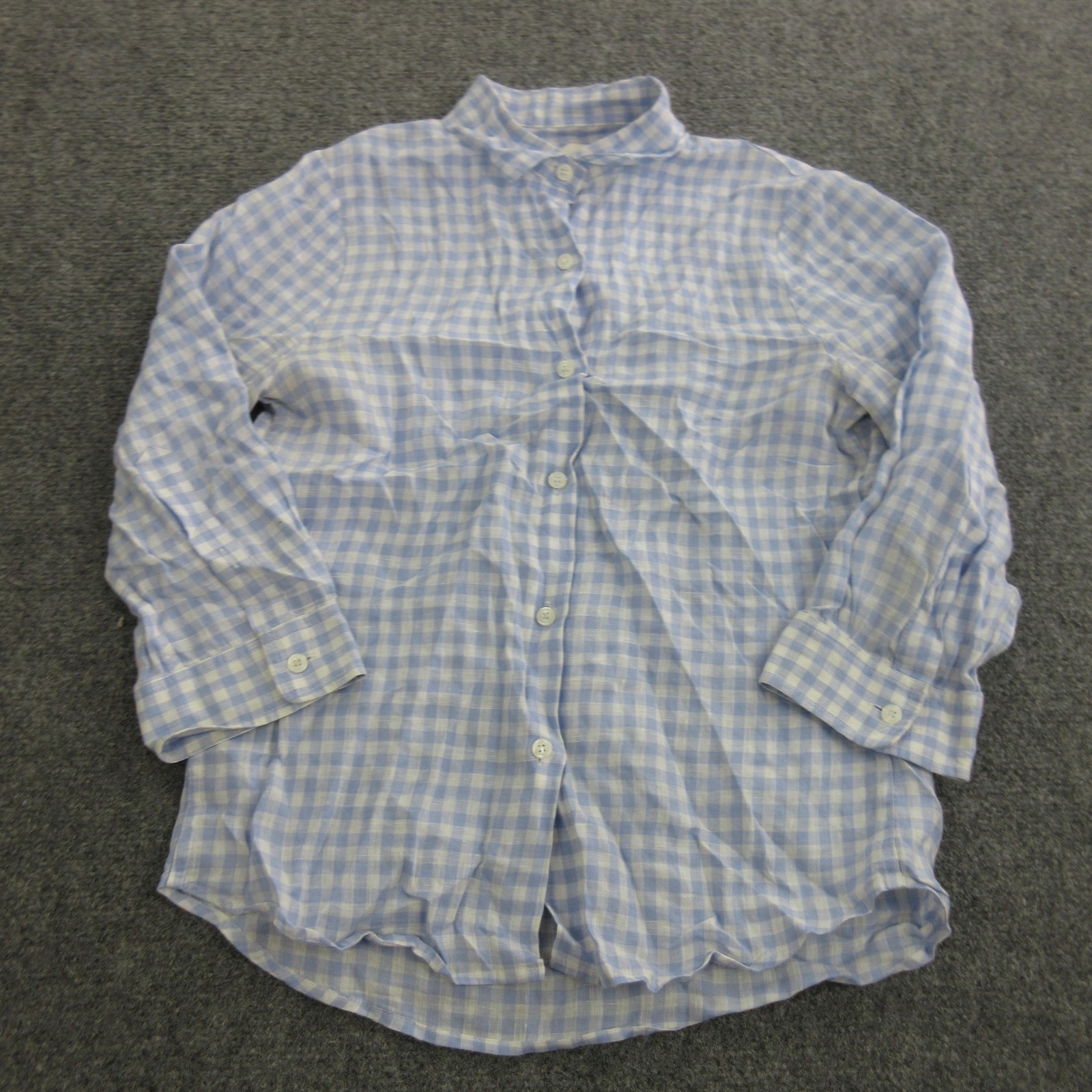R13 Shirt Womens M Blue Gingham Check Button Front Long Sleeve Top Lightweight