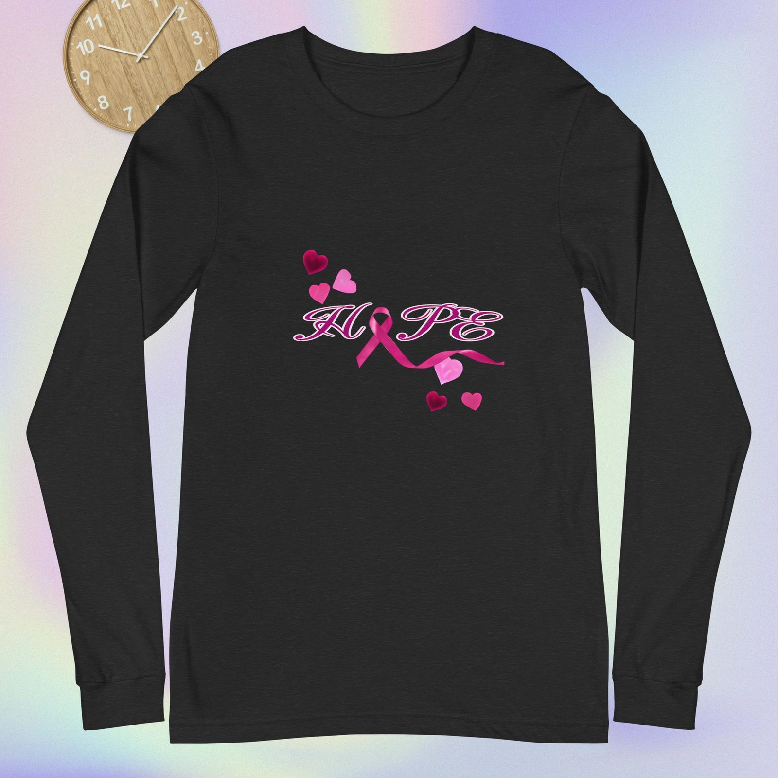 Unisex Long Sleeve Tee-Hope pink ribbon