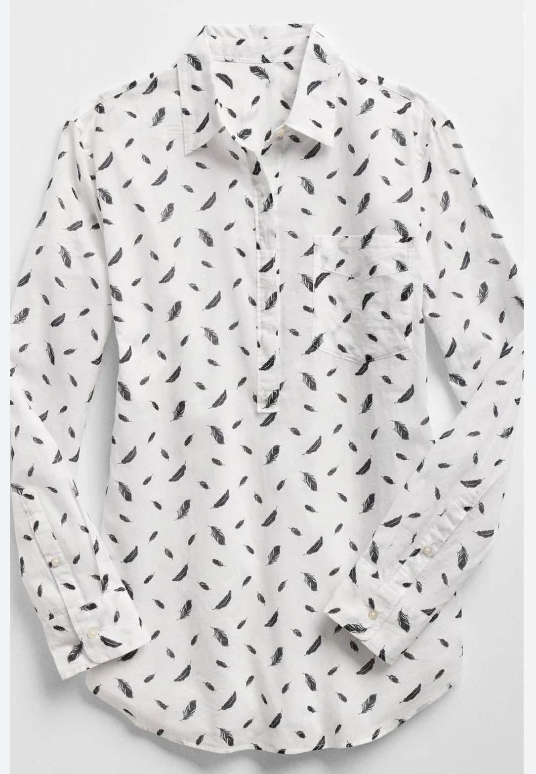 GAP Boyfriend Fit Shirt Feather Print Long Sleeve Button Down Top XL NWT