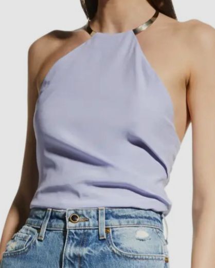 $410 Gauge 81 Women’s Purple Silk Sleeveless Halter Neck Blouse Top Size XS