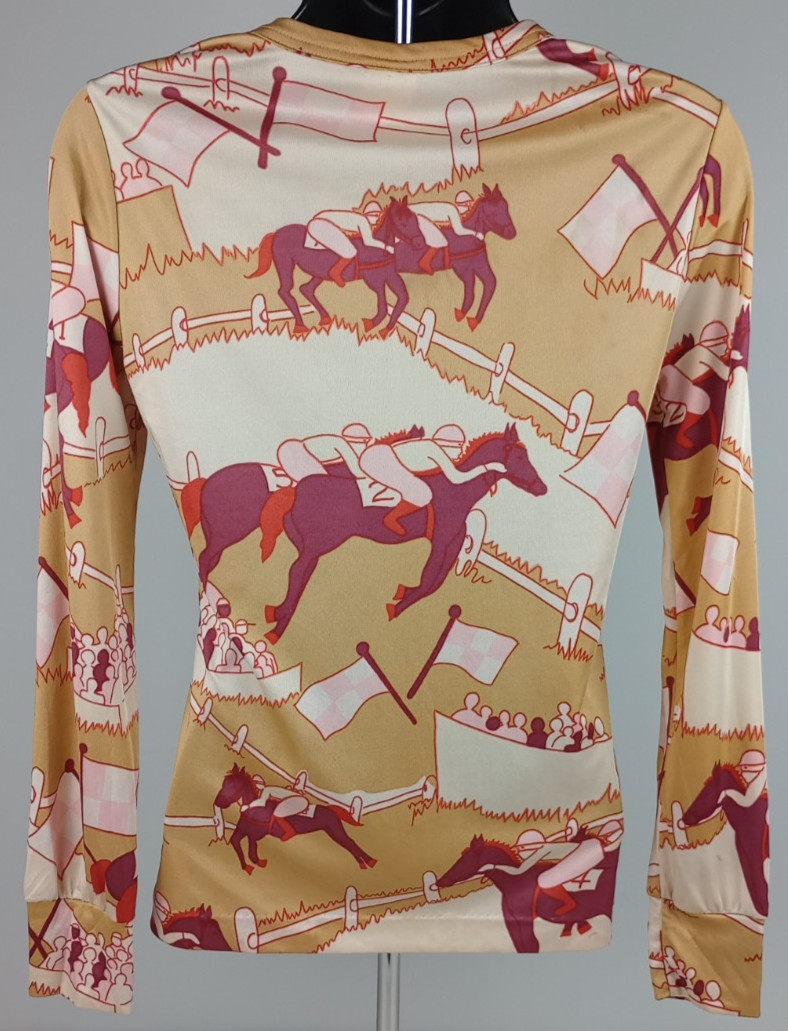 VTG Aileen Teen Junior L Sateen Maroon Gold Cream Horse Long Sleeve Shirt