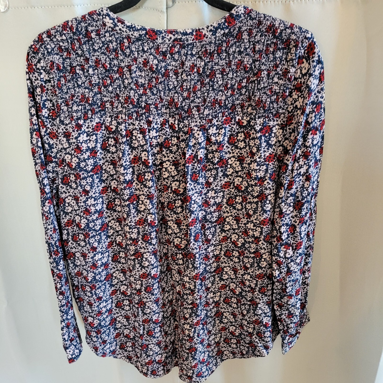 Beach Lunch Lounge Top Floral Cottage Oversized M Smocked Boho Romantic 16591