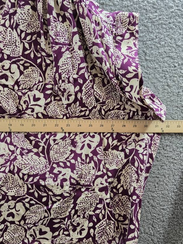 Vanessa Bruno Cory Print Top Women’s M/L Plum/Cream Short Sleeve V-Neck Pullover