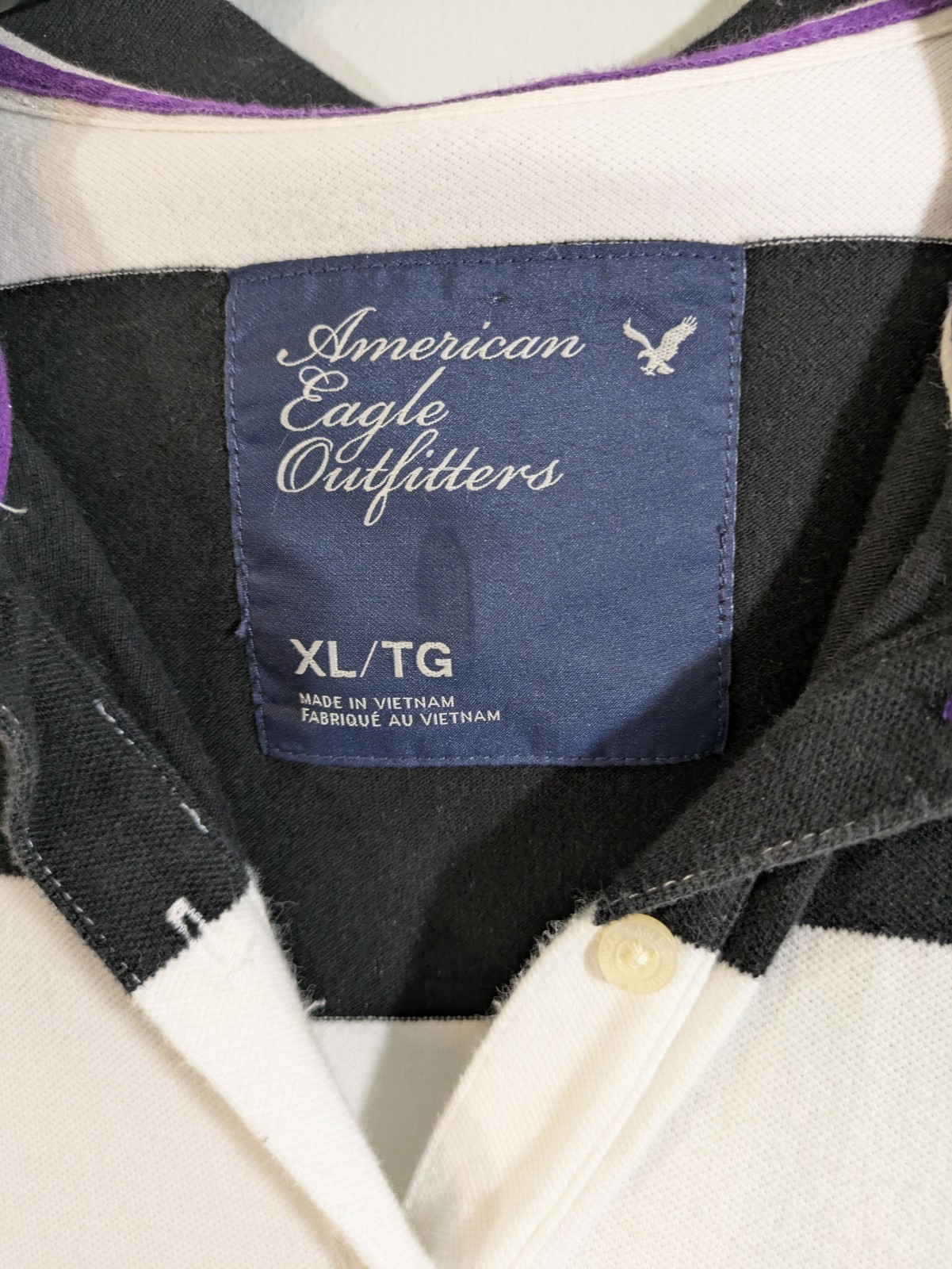 American Eagle Outfitters Rugby Polo Shirt For Women Black and White Size XL