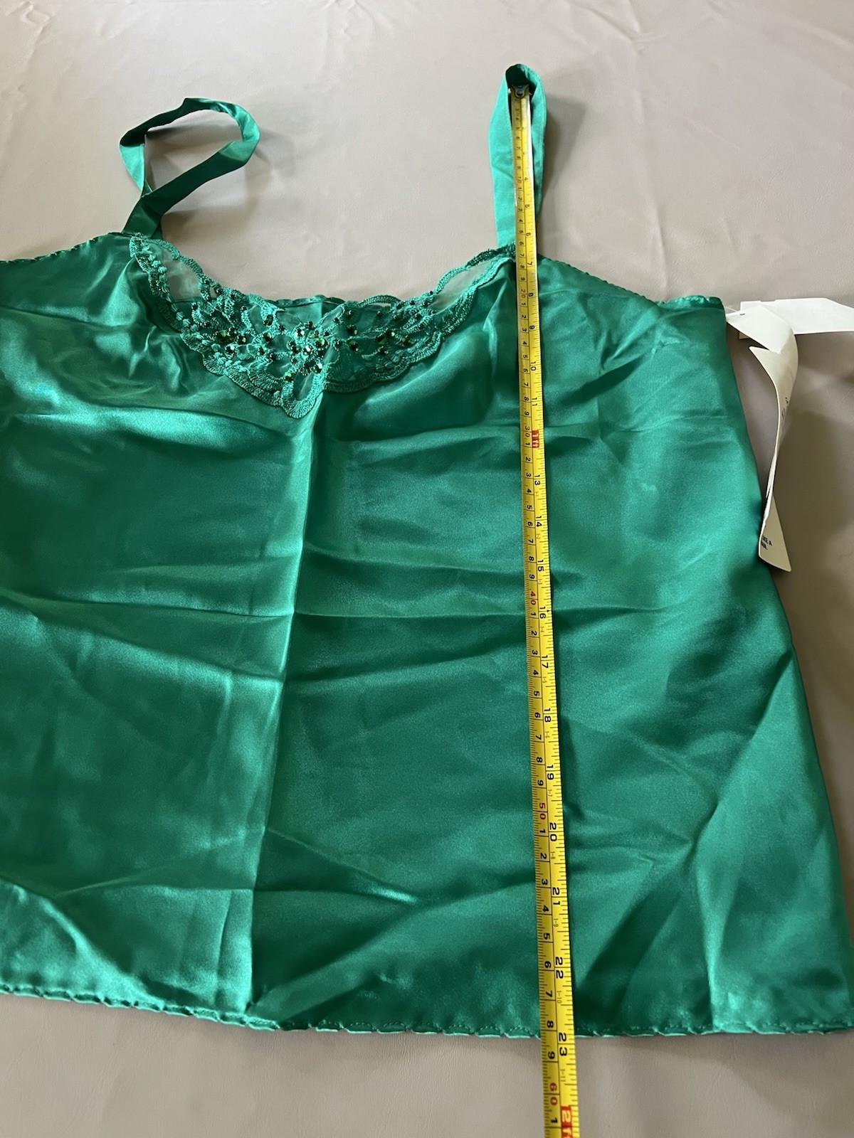 Vintage Deadstock Emerald Satin Lace Cami Tank Top NWT Y2K Fairy Grunge L