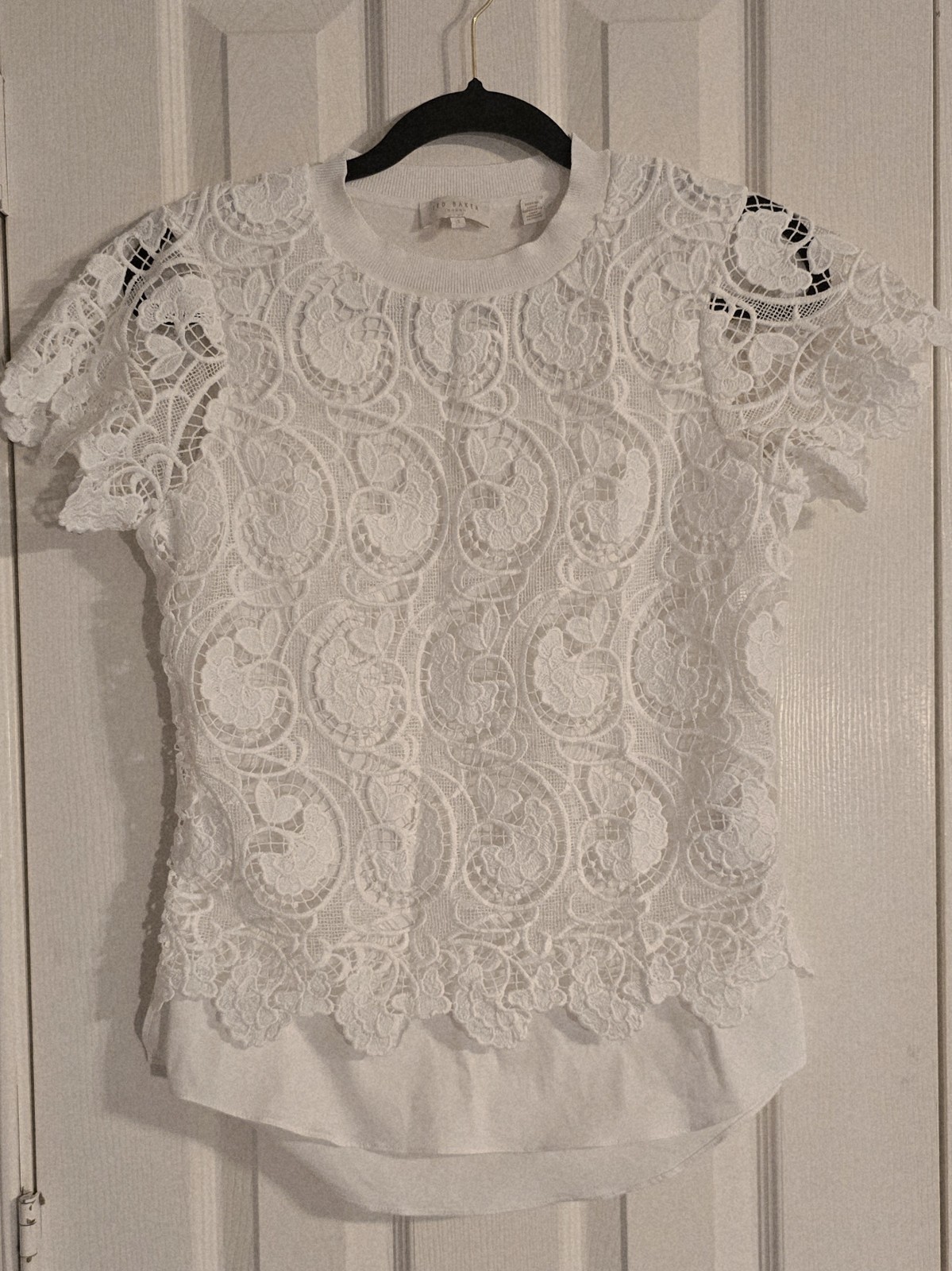Ted Baker KITTA Womens Lace Front Sweater Top White Size 1 = US 2 to 4