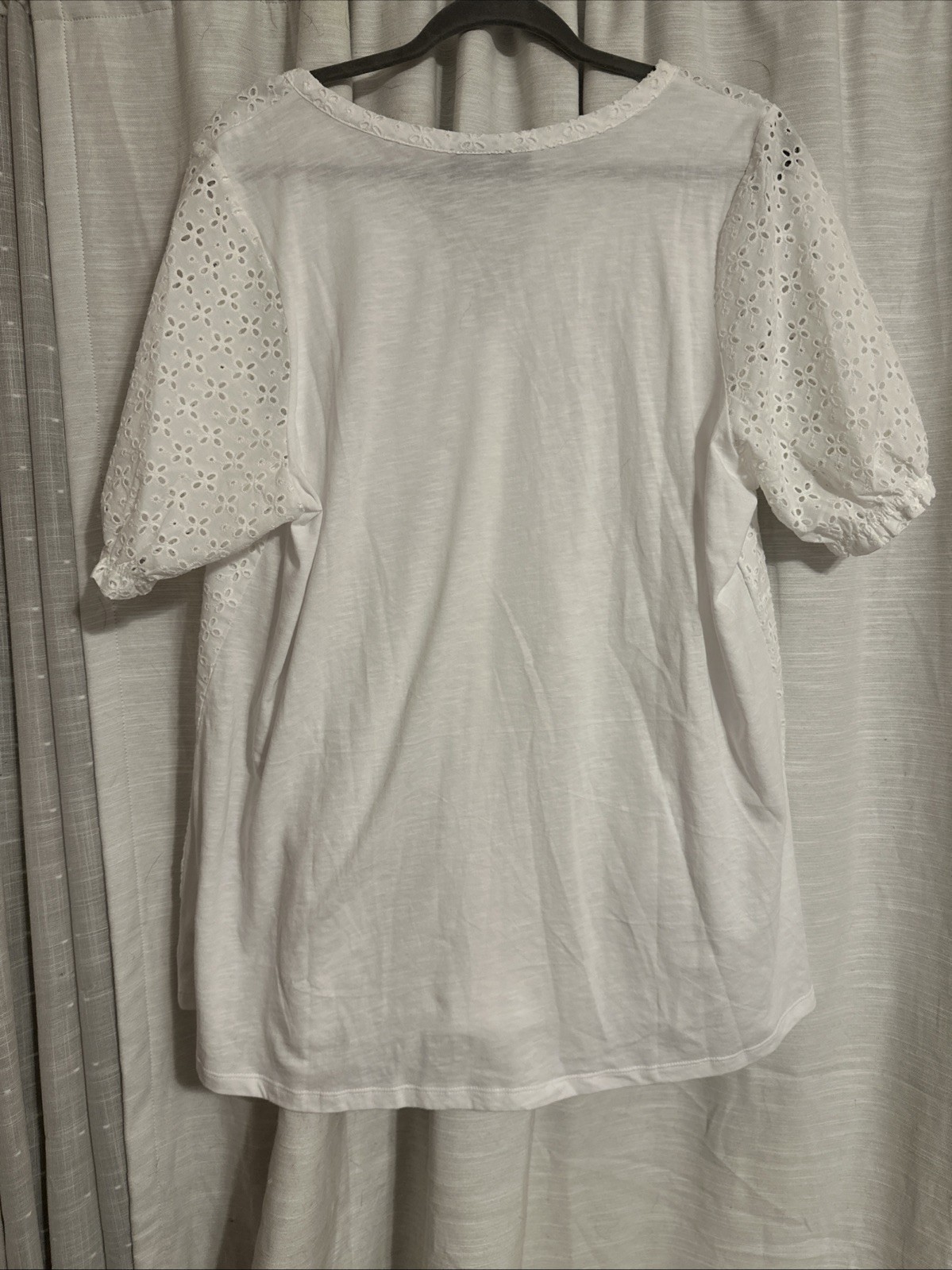 White Cotton Eyelet Embroidery Top by Lane Bryant Size 10/12