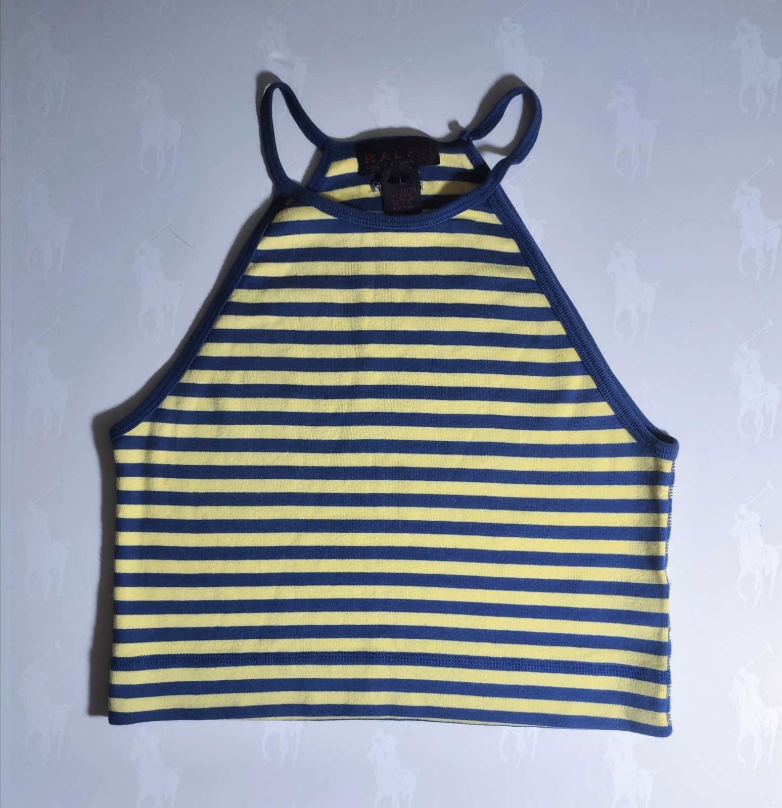 Vtg 90s Ralph Lauren Plaid Label Striped Preppy Golf Tennis Tank Top L
