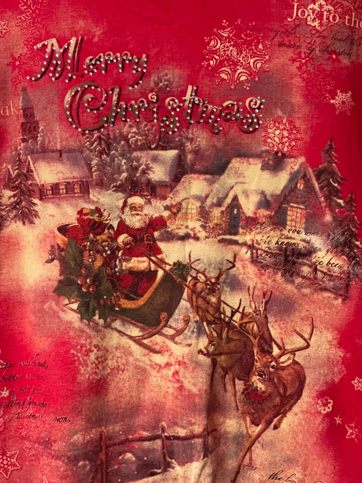 Studio Gem Santa Reindeer Christmas Holiday Art Rhinestone Top XXL