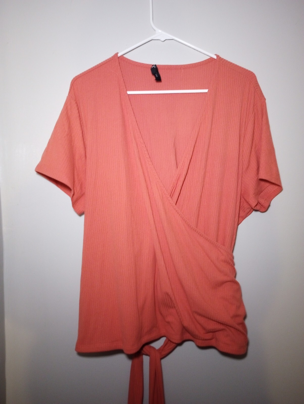 YMI Collection Plus Size Coral Tie Shirt Sleeve Top Size 3x