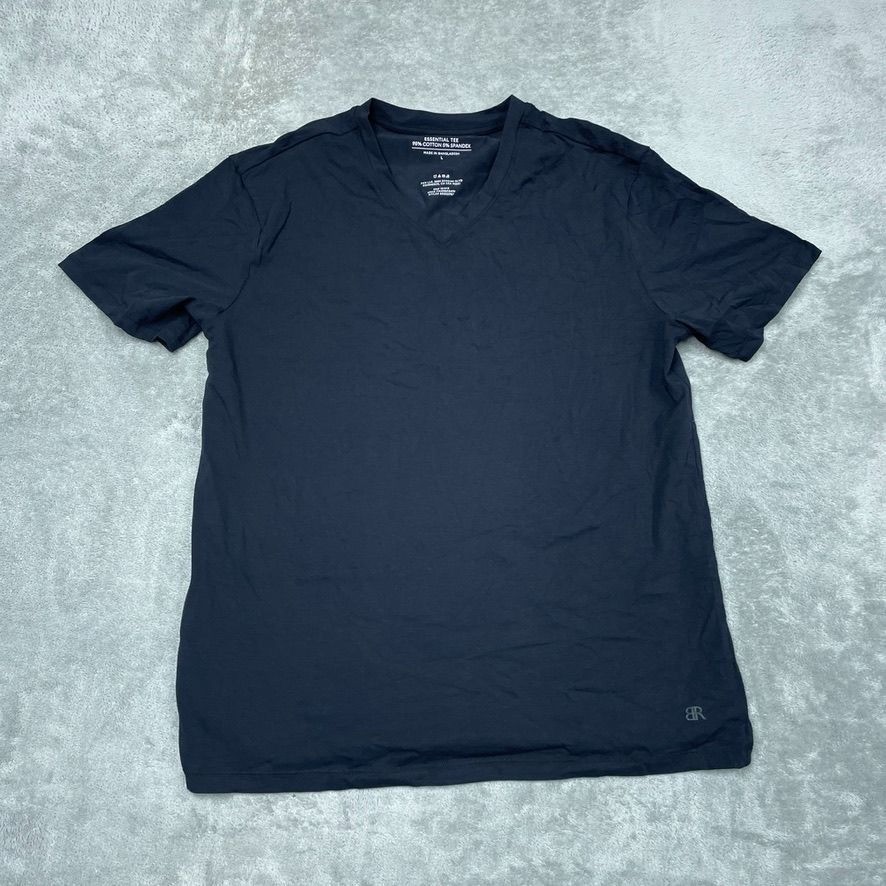Banana Republic Essential Tee V-Neck 95% Cotton 5% Spandex Navy L a0888
