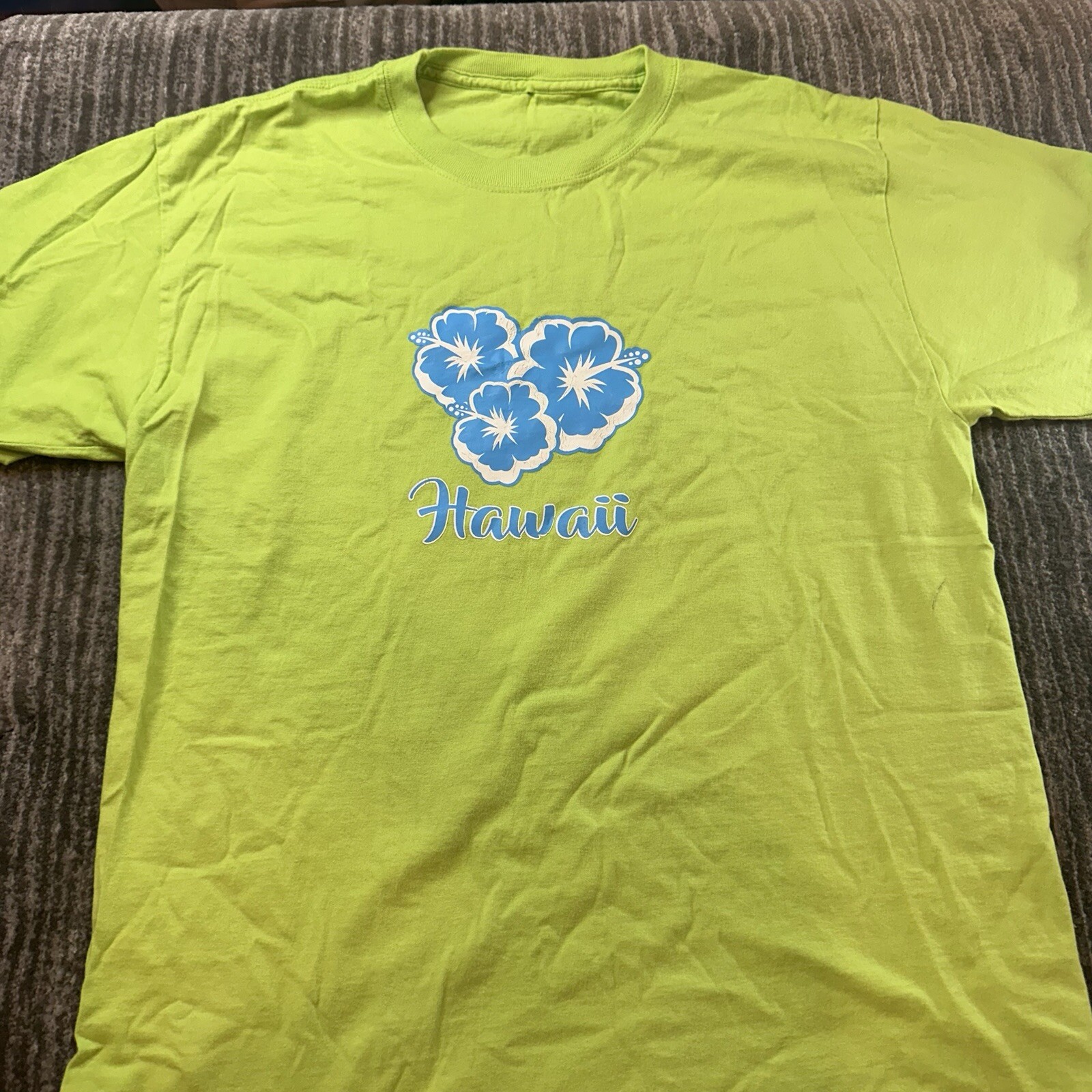 Hawaii T Shirt Womens L Travel Souvenir Top Lime Green Top Tee Casual Floral