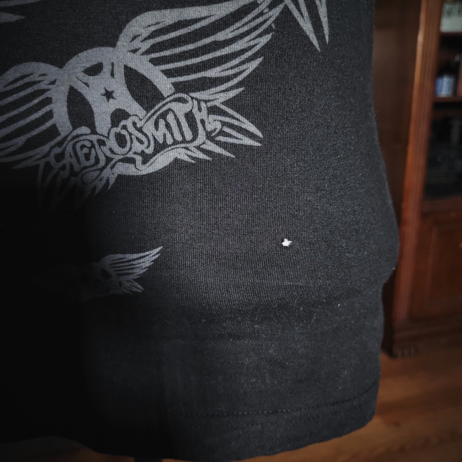 Aerosmith Band Tee Shirt Liquid Blue Womens Medium Black Red Wing Graphic Rock