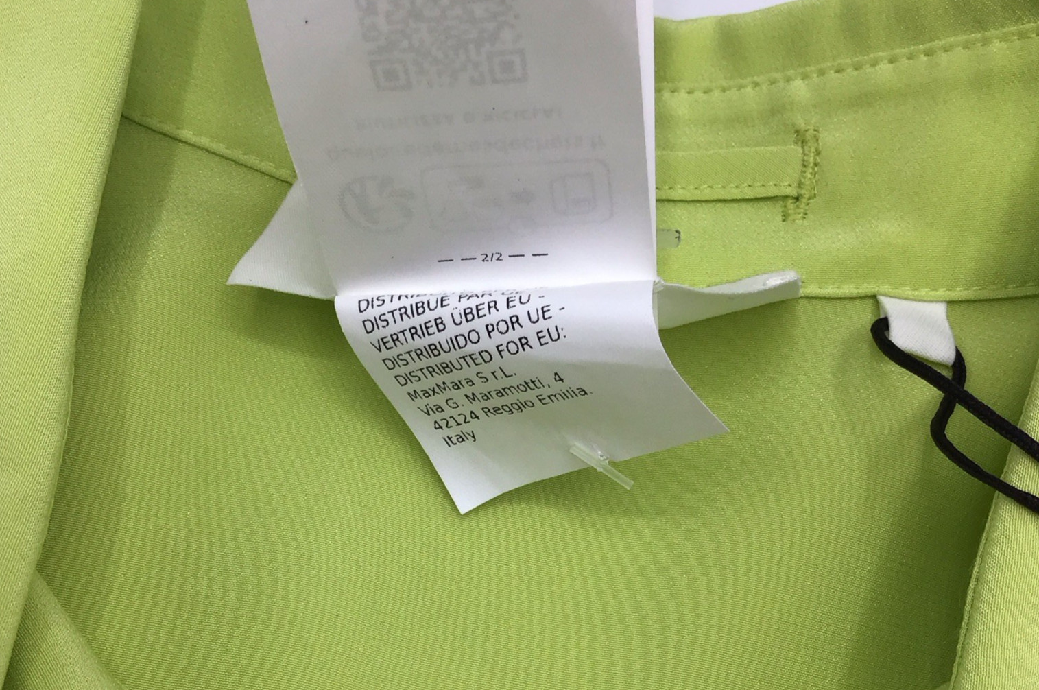 Max Mara SPORTMAX Algebra Lime Silk Shirt Button Front Elongated Cuffs NWOT US14
