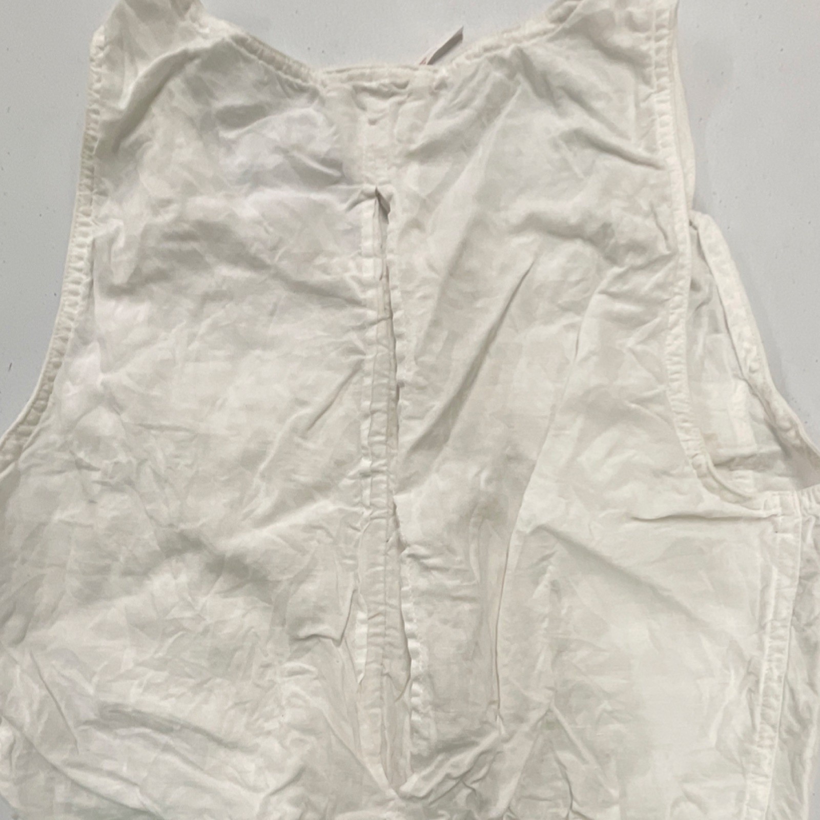 Free People White Linen Blend Cropped Sleeveless Button Tie Waist Blouse Women M