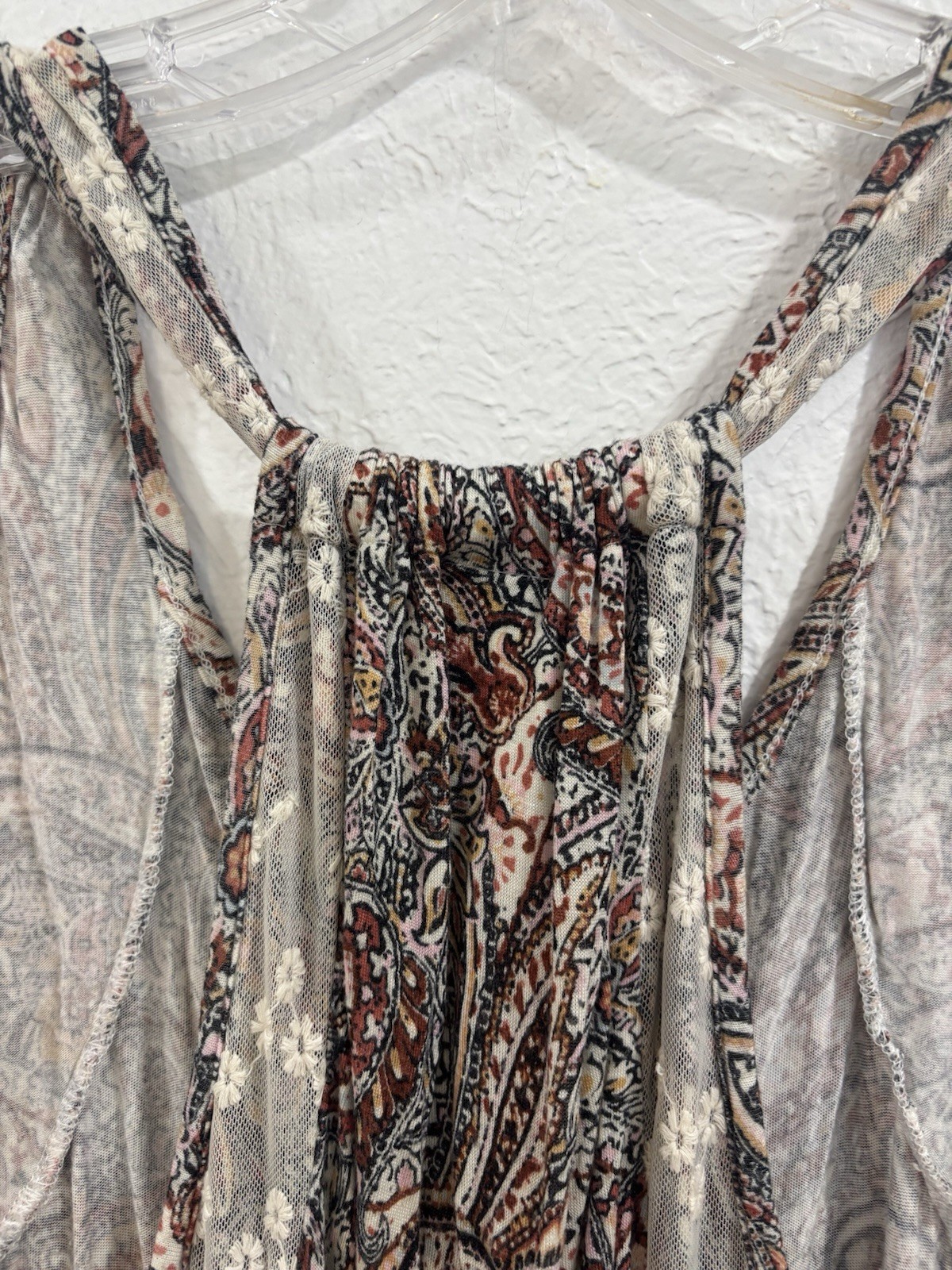 Daytrip The Buckle Print Lace Fringed Tank Top, Size M