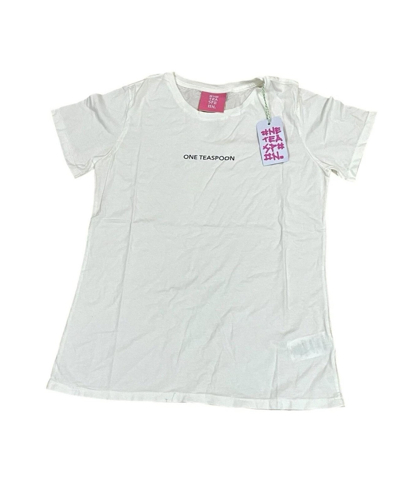 One Teaspoon Shirt Womens XL White Organic Logo Tee Crewneck Casual Cotton New