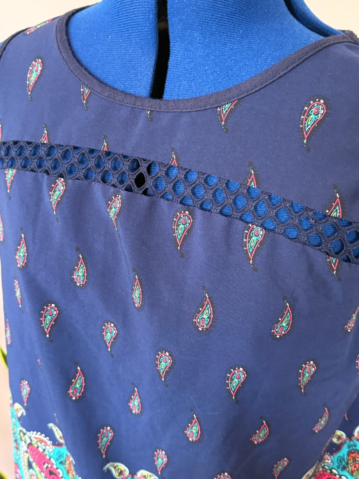 Y2K Women’s Large blue Paisley Boho Hippie colorful tank topblouse by Carol Rose