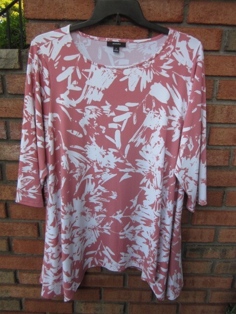 New $59.50 Tags NWT ALFANI Dusty Rose Silky Stretchy Swing Top 1X 2X 3X