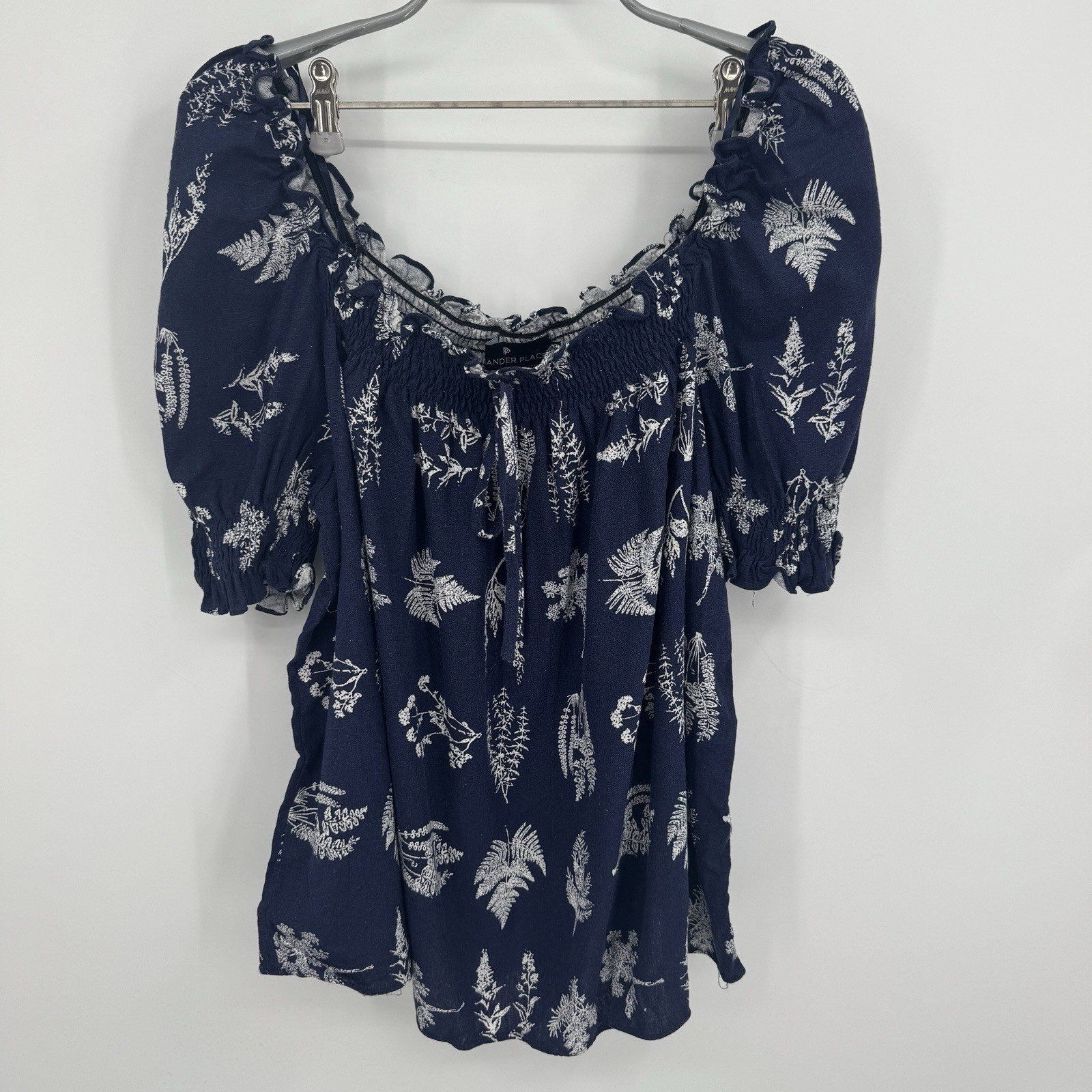 Pomander Place by Tuckernuck Navy Botanical Beaufort Esme Top size XXL 2XL