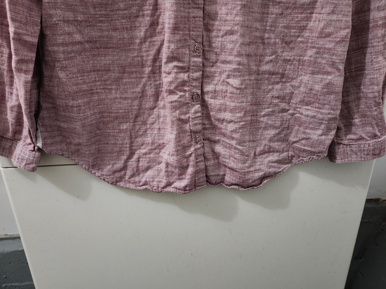 Carbon 2 Cobalt Top Womens XL Chambray Button Up Long Sleeve Double Knit Cotton