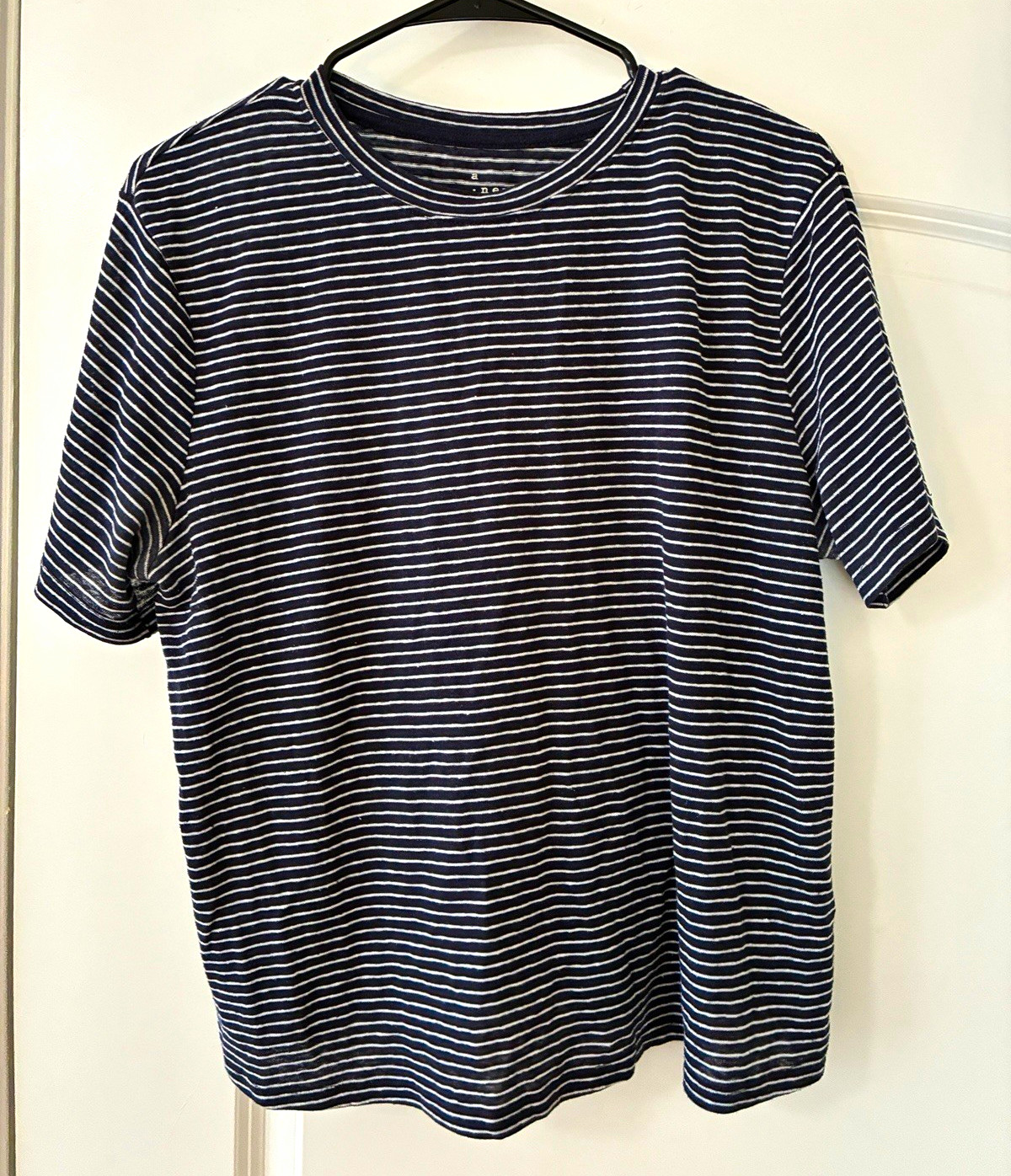 A New Day Women’s Medium Navy & White Striped Crew Neck Short Sleeve T-Shirt
