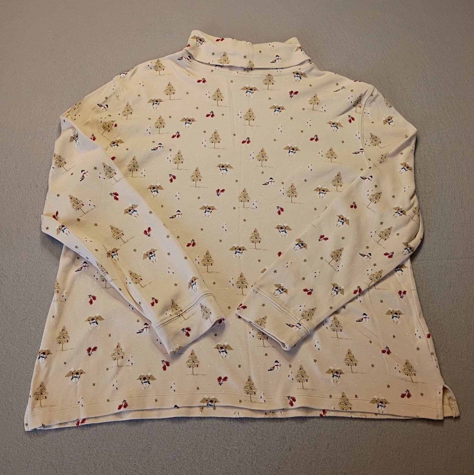 90s Vtg Christmas Sz XL Covington Sport Turtleneck Shirt Holiday Snowman Trees