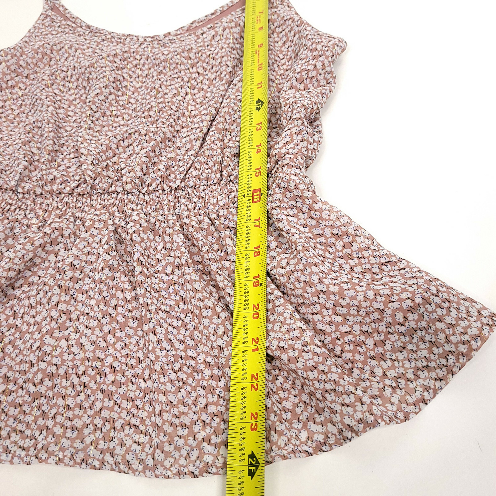 Sienna Sky Womens Top Shirt S Multicolor Floral Spaghetti Straps Elastic Waist
